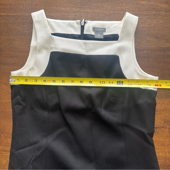Ann Taylor Petites Silk Cotton Blend Black White Sleeveless Sheath Dress 2P - Picture 9 of 11